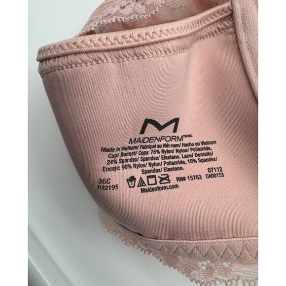Maidenform One Fab Fit Everyday Full Coverage Racerback Bra 7112 Pale Pink 36C - Picture 9 of 9